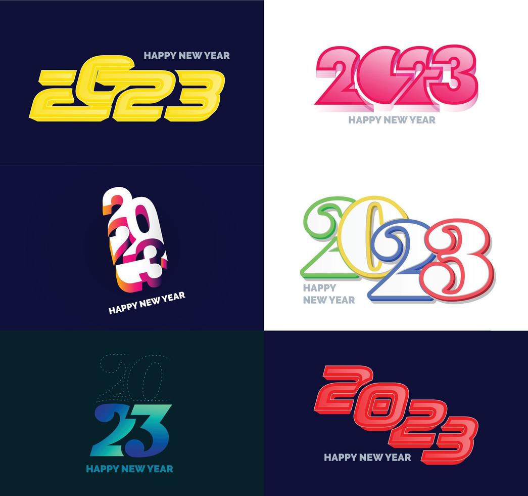 Big Set of 2023 Happy New Year logo text design 2023 number design template vector