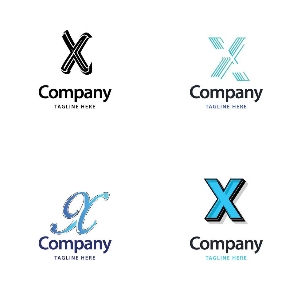 diseño de paquete de logotipo grande de letra x diseño de logotipos modernos y creativos para su negocio vector