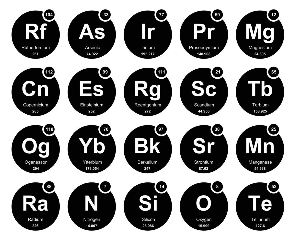 20 Preiodic table of the elements Icon Pack Design vector