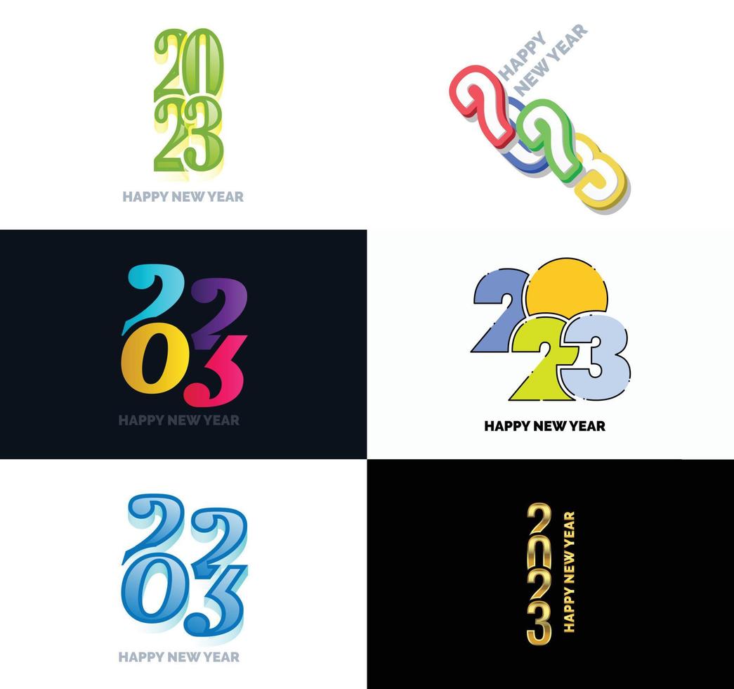 Big Set of 2023 Happy New Year logo text design 2023 number design template vector