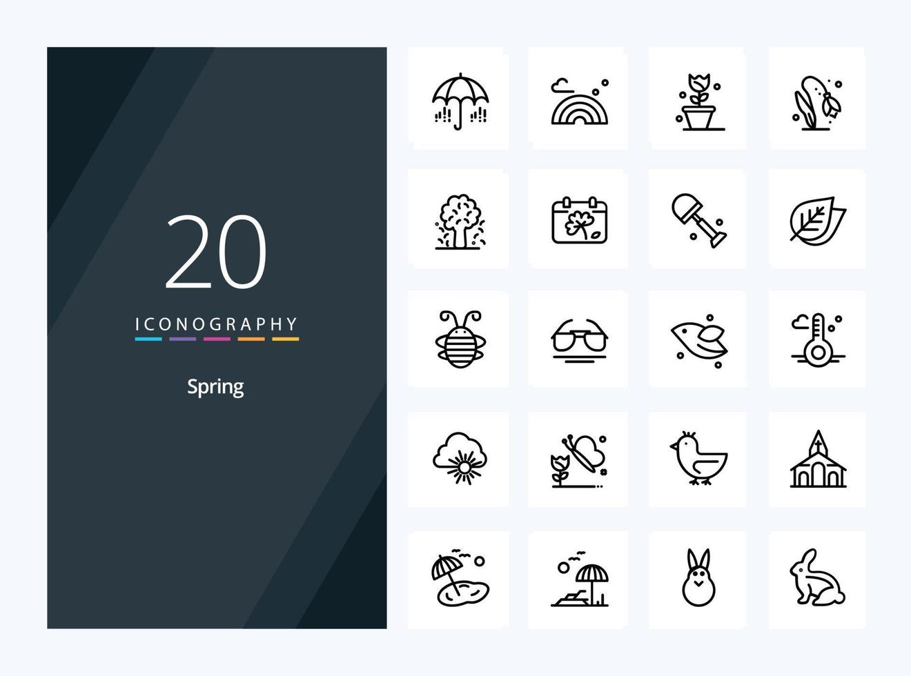 20 icono de contorno de primavera para presentación vector