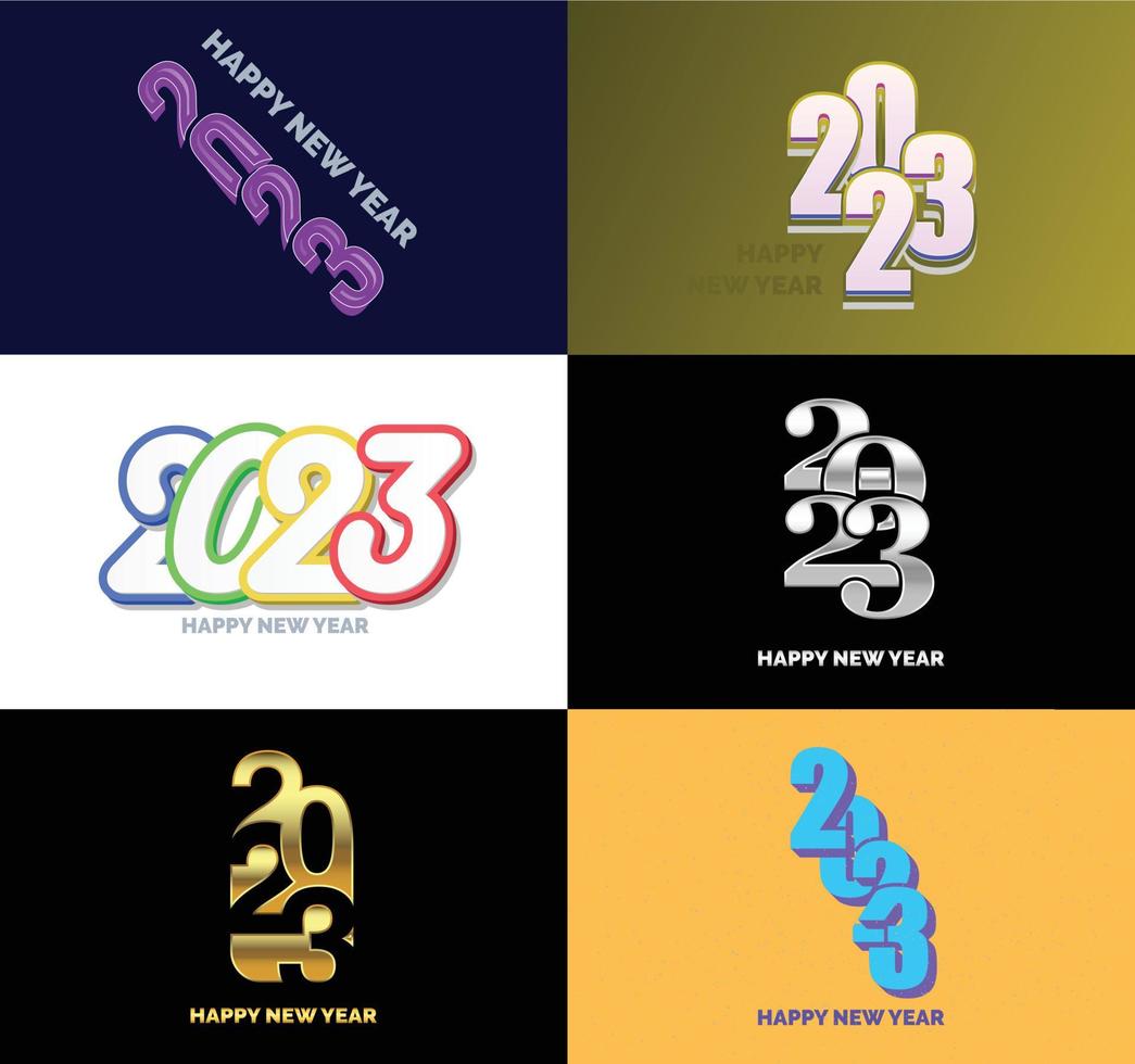 Big Collection of 2023 Happy New Year symbols Cover of business diary for 2023 with wishes vector