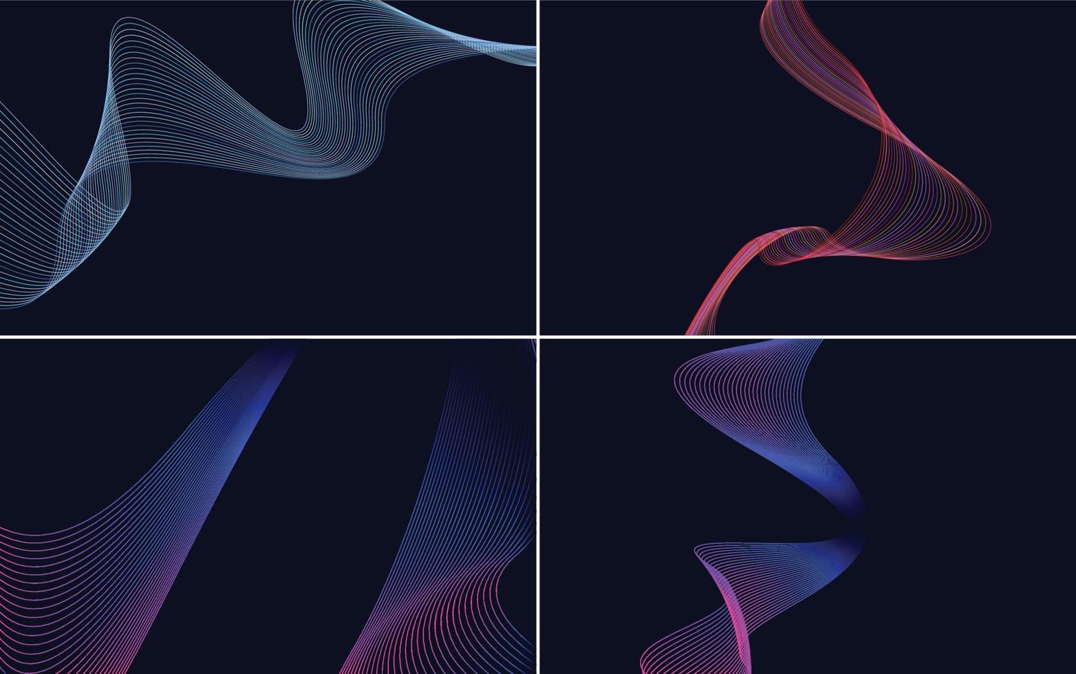 conjunto de 4 líneas de ondas abstractas de fondo de patrón de onda geométrica vector