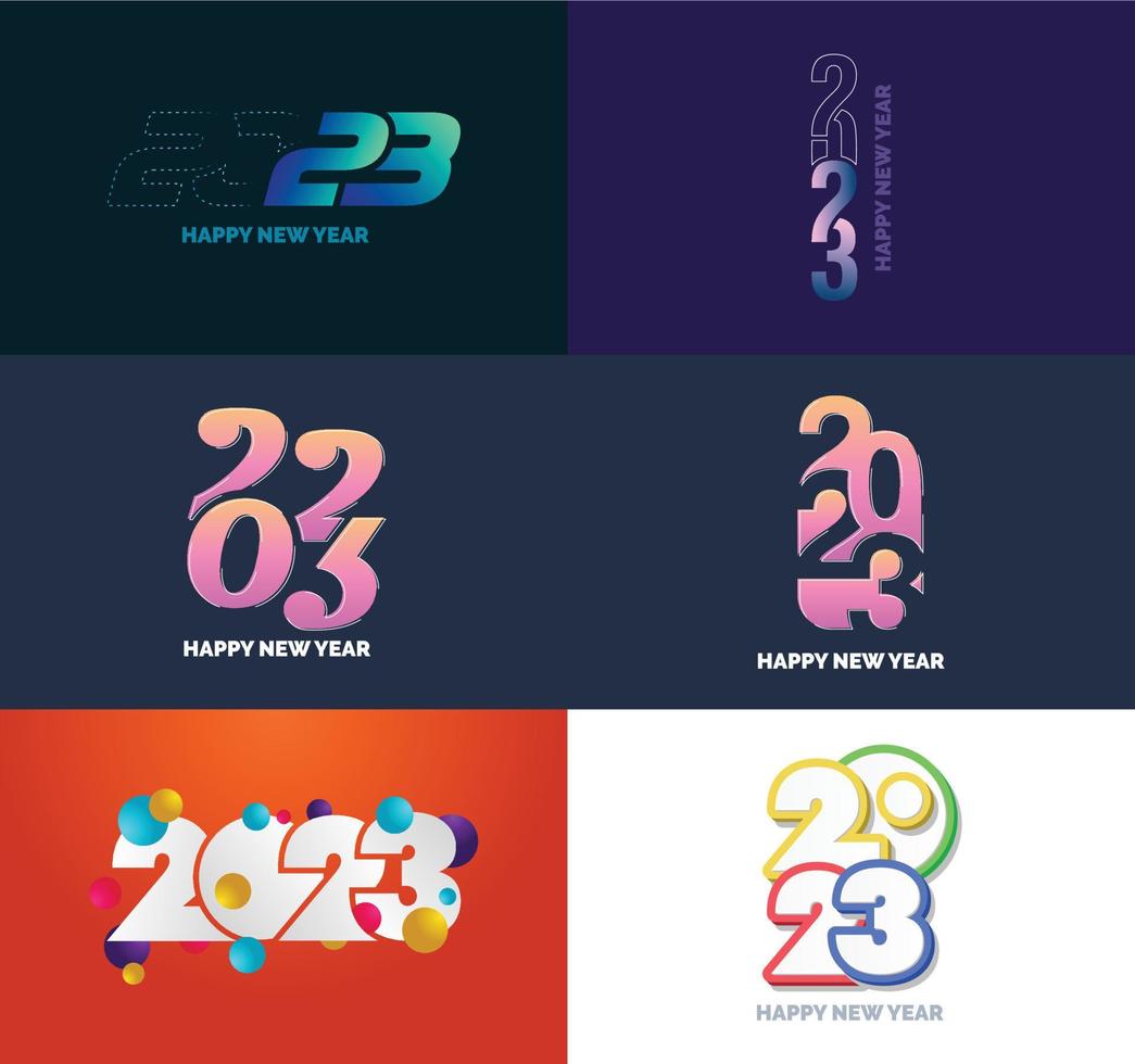 gran conjunto de 2023 feliz año nuevo diseño de texto de logotipo plantilla de diseño de número 2023 vector