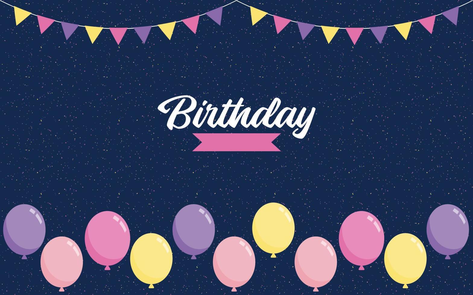 Happy Birthday lettering text banner with balloon Background vector