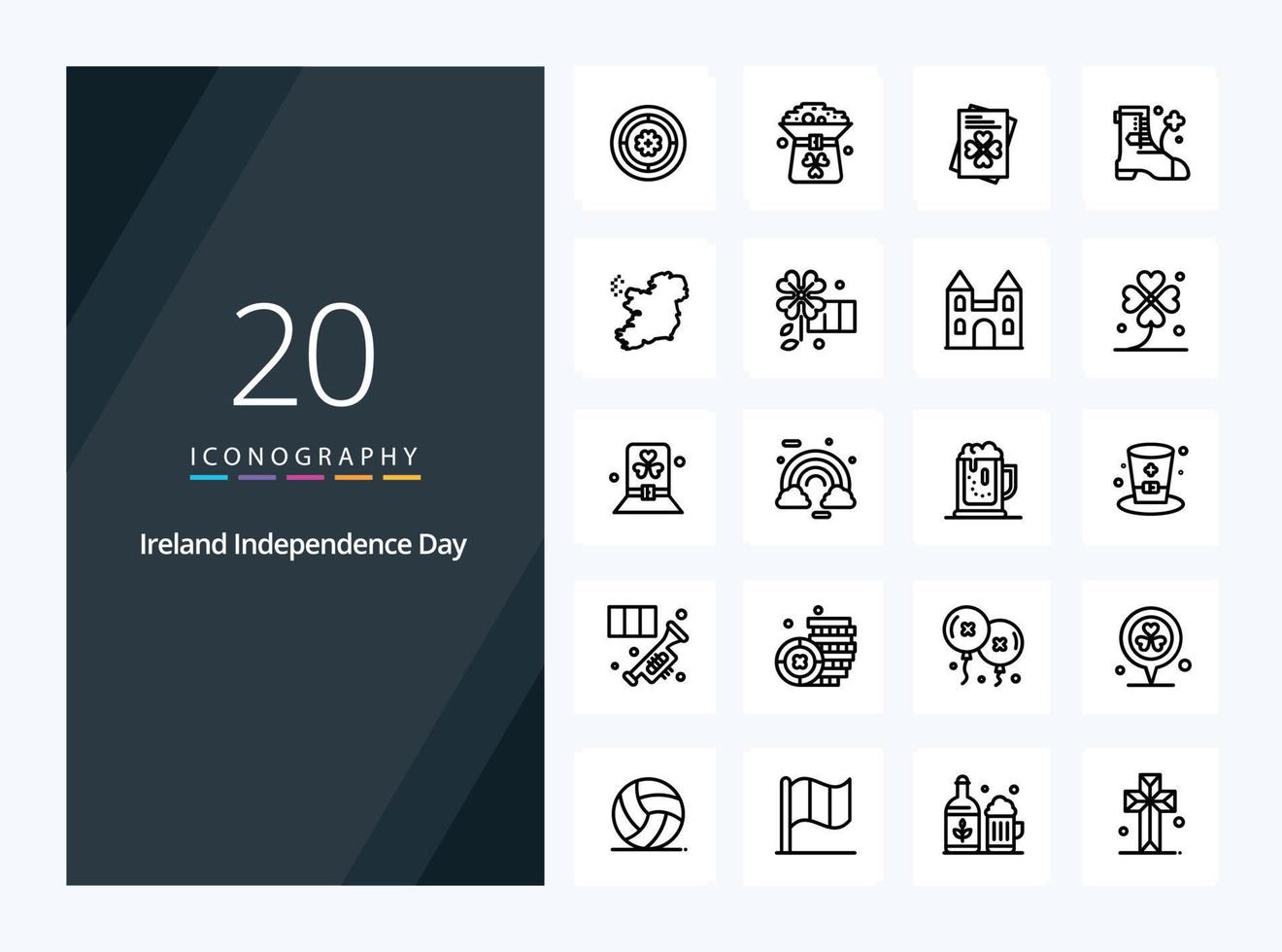 20 Ireland Independence Day Outline icon for presentation vector