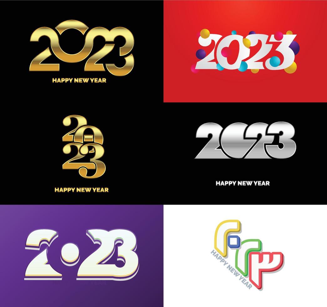 gran colección de símbolos de feliz año nuevo 2023 portada del diario de negocios para 2023 con deseos vector