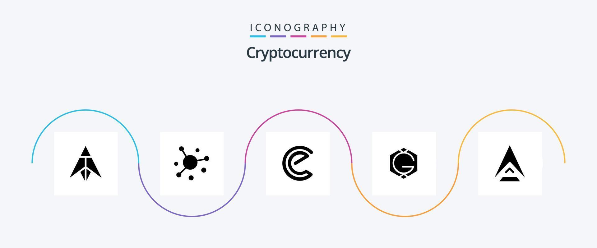 Cryptocurrency Glyph 5 Icon Pack Including coin . crypto . crypto currency. coin vector