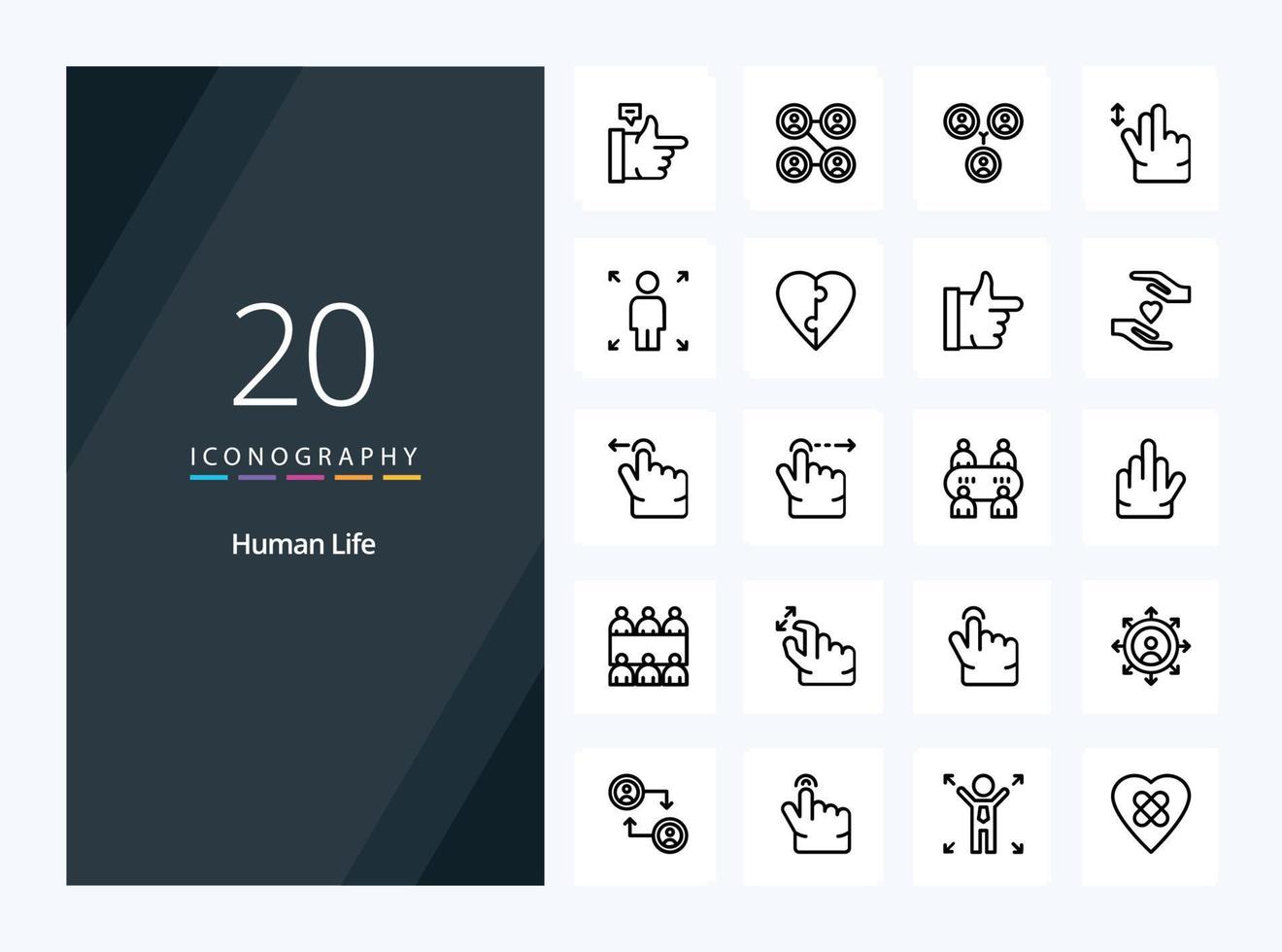 20 icono de contorno humano para presentación vector