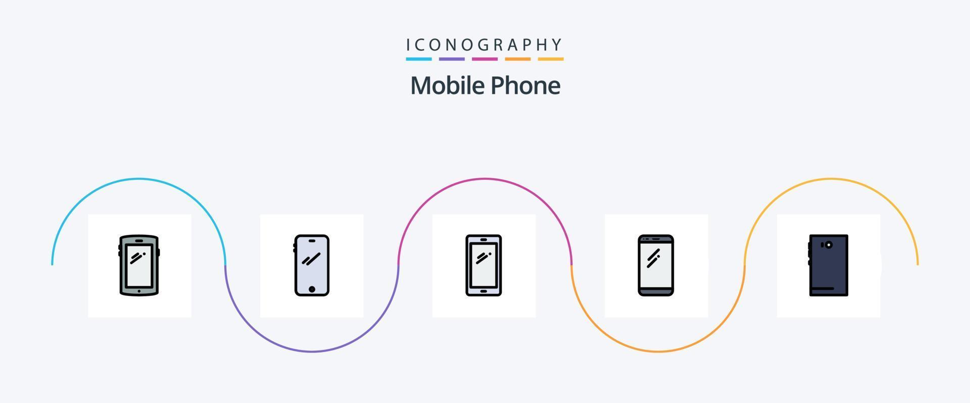 Mobile Phone Line Filled Flat 5 Icon Pack Including . camera. vector