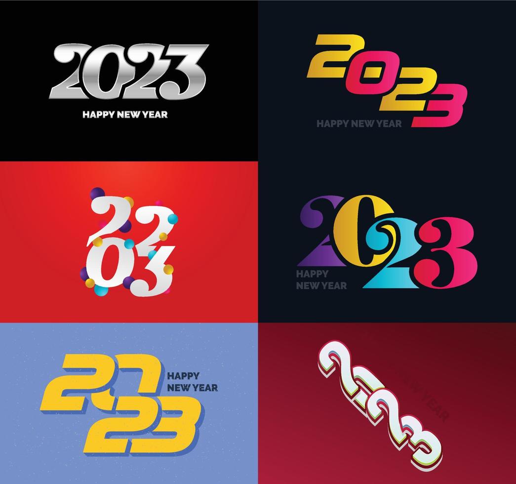 Big Set of 2023 Happy New Year logo text design 2023 number design template vector