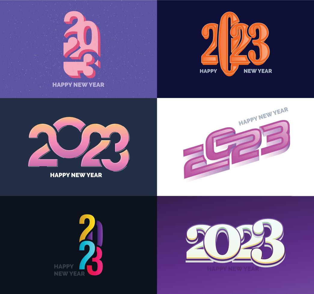 Big Set of 2023 Happy New Year logo text design 2023 number design template vector