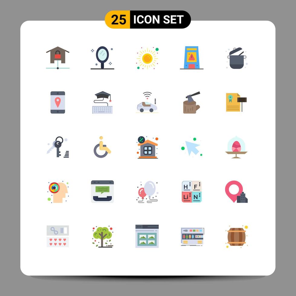 25 Creative Icons Modern Signs and Symbols of warning signal salon floor sun Editable Vector Design Elements