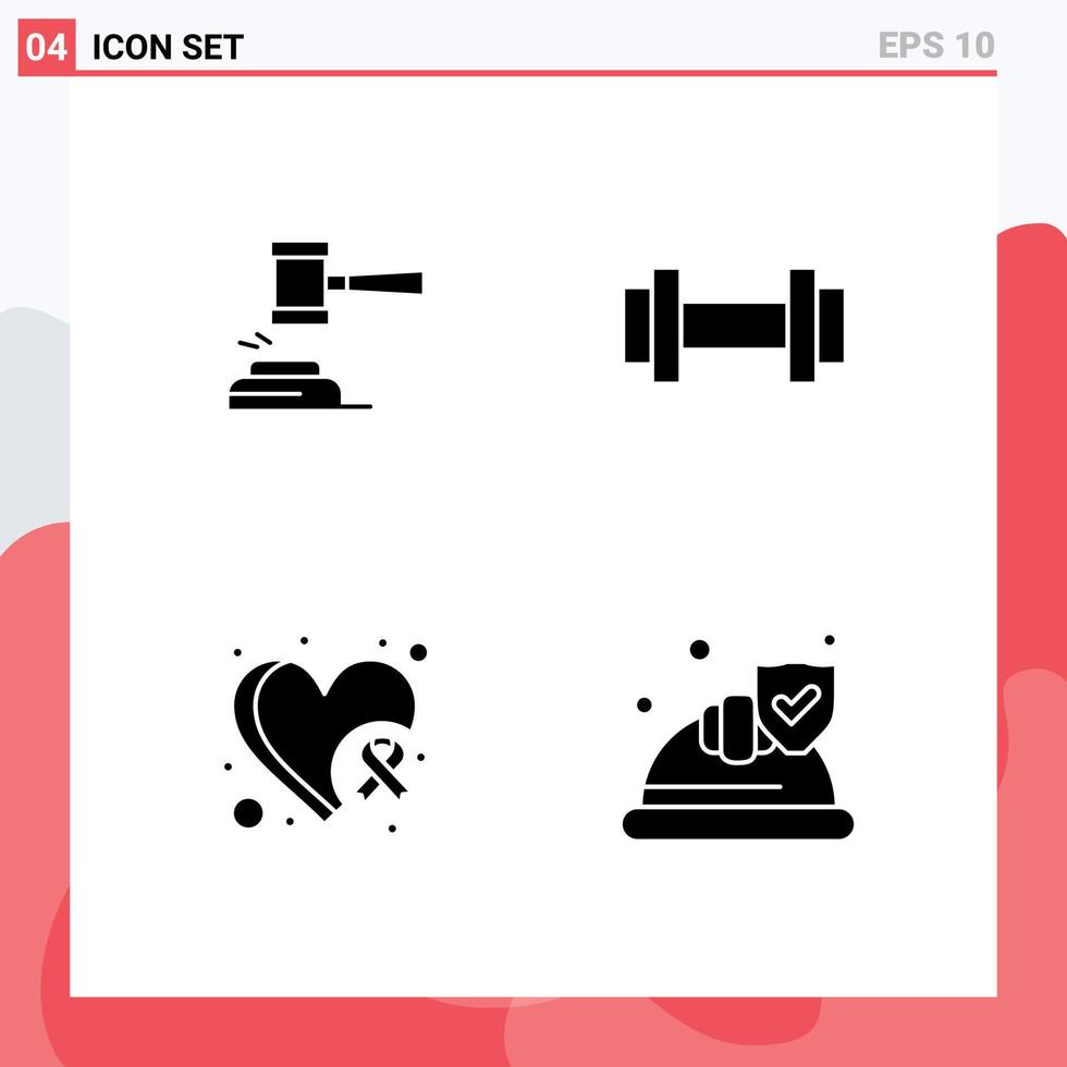 Editable Vector Line Pack of Simple Solid Glyphs of action sport gavel law weight Editable Vector Design Elements