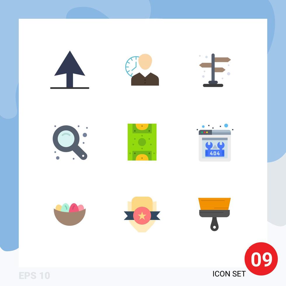Mobile Interface Flat Color Set of 9 Pictograms of game zoom tool user zoom interface maximize Editable Vector Design Elements