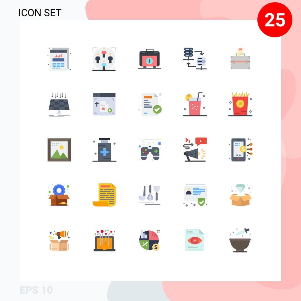 Modern Set of 25 Flat Colors and symbols such as money server rack family server hosting medical Editable Vector Design Elements