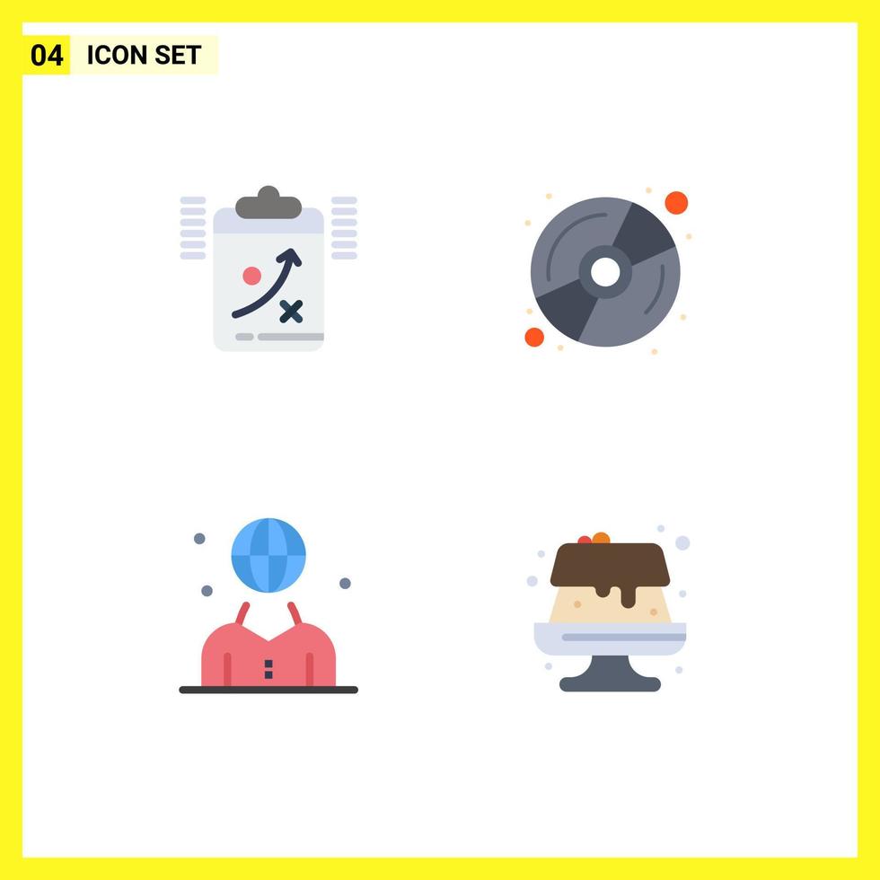 Group of 4 Flat Icons Signs and Symbols for clipboard human tactic dvd management Editable Vector Design Elements