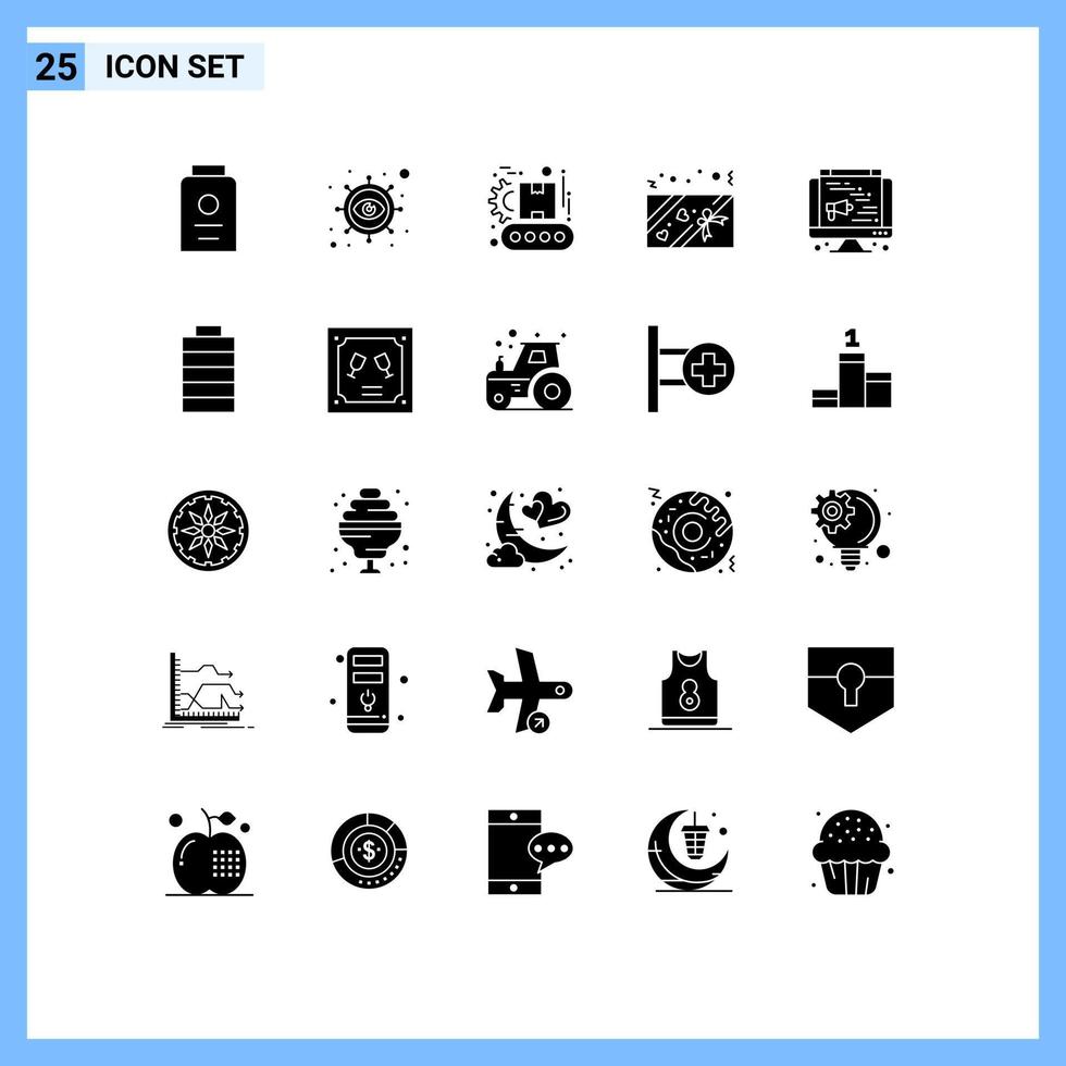 25 Creative Icons Modern Signs and Symbols of web computer conveyor present box Editable Vector Design Elements