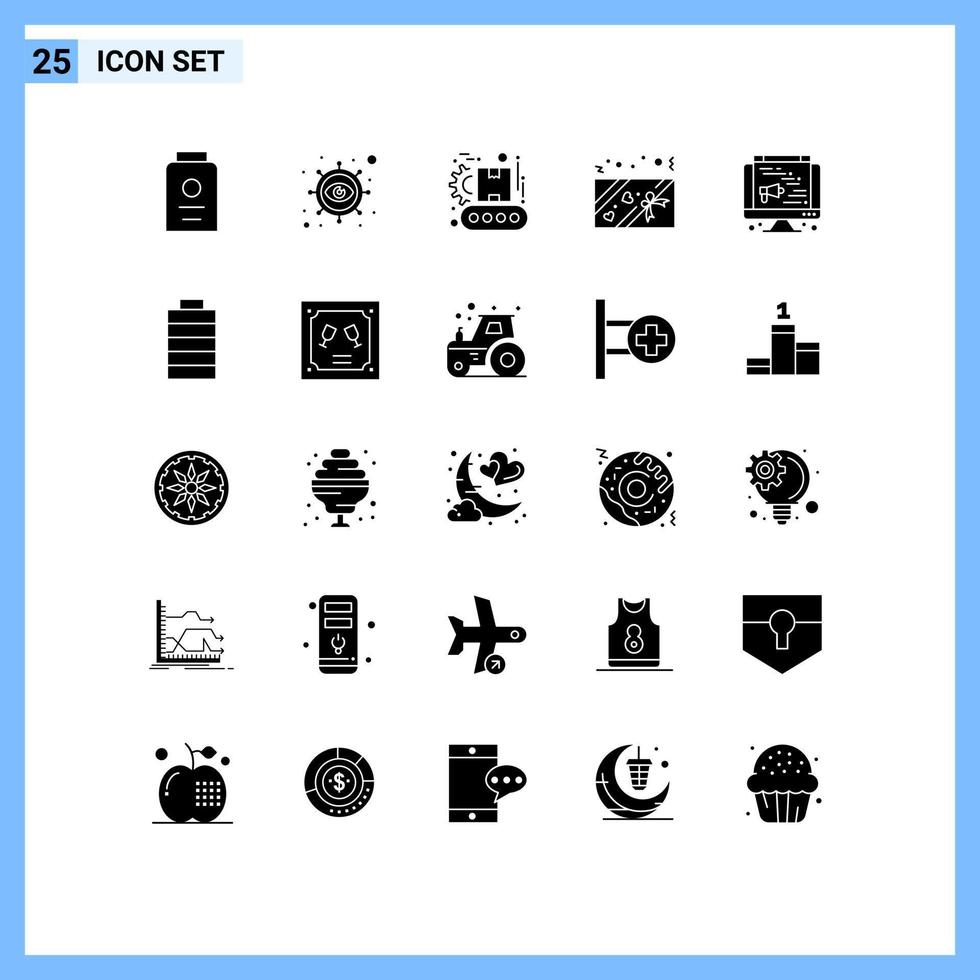 25 iconos creativos signos y símbolos modernos del transportador de computadora web caja presente elementos de diseño vectorial editables vector