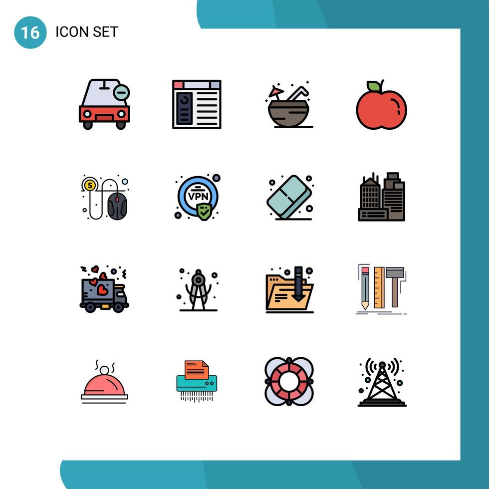 paquete de iconos de vector de stock de 16 signos y símbolos de línea para elementos de diseño de vector creativo editable de verano de comida de sitio web por clic