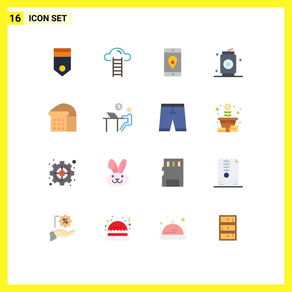 Group of 16 Modern Flat Colors Set for food can interface beer location Editable Pack of Creative Vector Design Elements