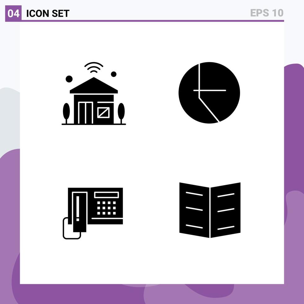 Pictogram Set of 4 Simple Solid Glyphs of house phone iot finance hardware Editable Vector Design Elements