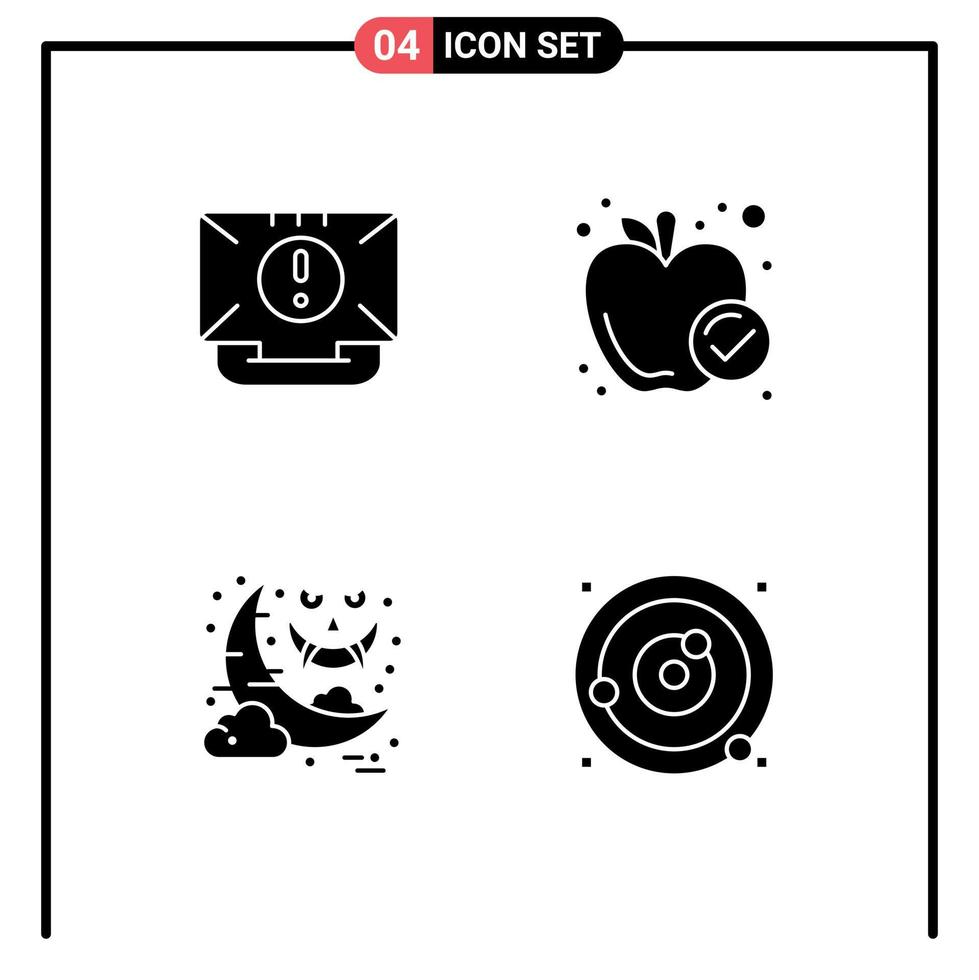 Universal Icon Symbols Group of 4 Modern Solid Glyphs of communication halloween help food night Editable Vector Design Elements