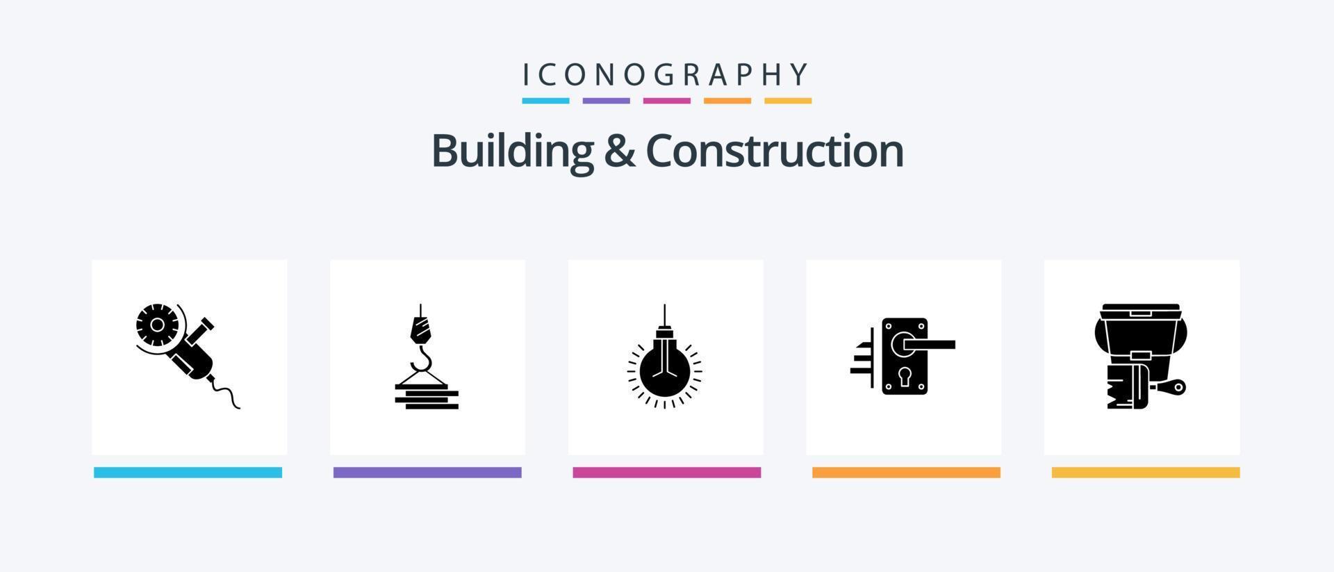 paquete de iconos de glifo 5 de construcción y construcción que incluye manija. cerrar. puerto. sugerencia. idea. diseño de iconos creativos vector