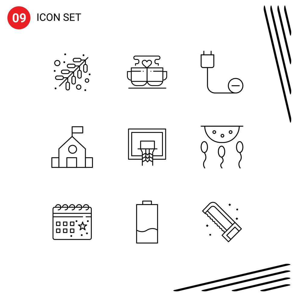 9 Outline concept for Websites Mobile and Apps basket school computers learn power Editable Vector Design Elements