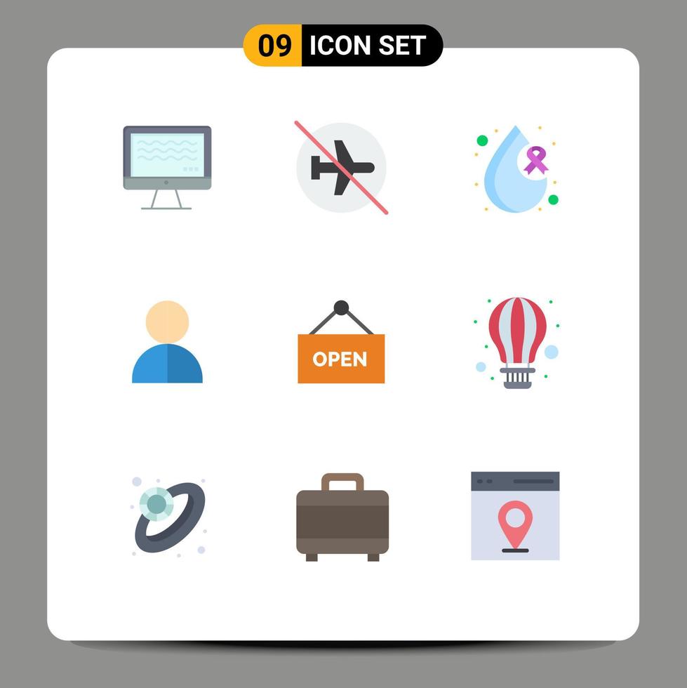 9 Universal Flat Color Signs Symbols of thief impersonation sign impostor health Editable Vector Design Elements