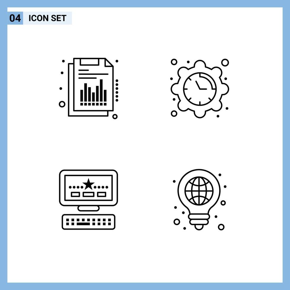 Group of 4 Filledline Flat Colors Signs and Symbols for annual star report date idea Editable Vector Design Elements
