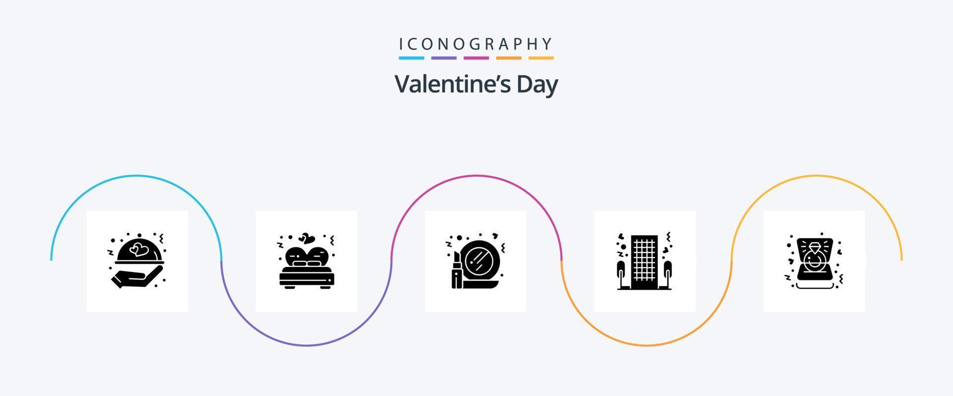 paquete de iconos del glifo 5 del día de san valentín que incluye el corazón. romance. vidrio. amar. corazón vector