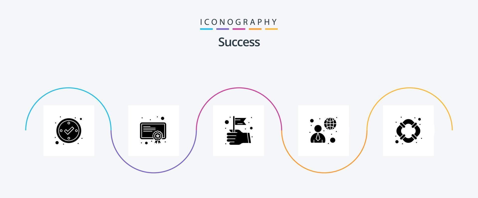 paquete de iconos de glifo 5 de éxito que incluye salvavidas. usuario. mano. hombre. conexión vector