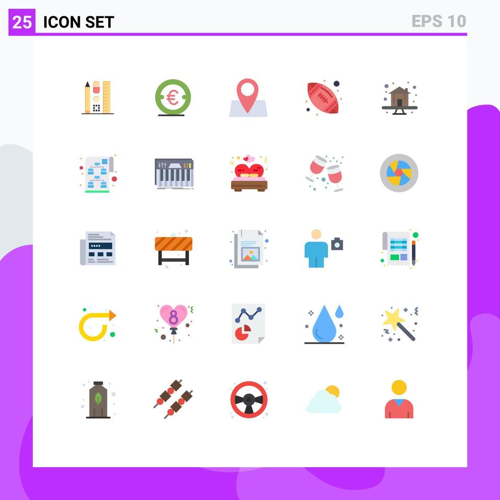 25 User Interface Flat Color Pack of modern Signs and Symbols of home sport money ball pad lock Editable Vector Design Elements