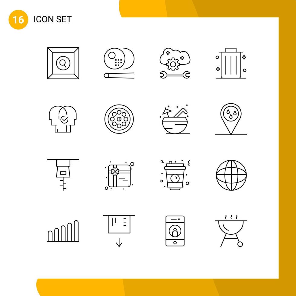 Stock Vector Icon Pack of 16 Line Signs and Symbols for modern business cloud preferences office business Editable Vector Design Elements