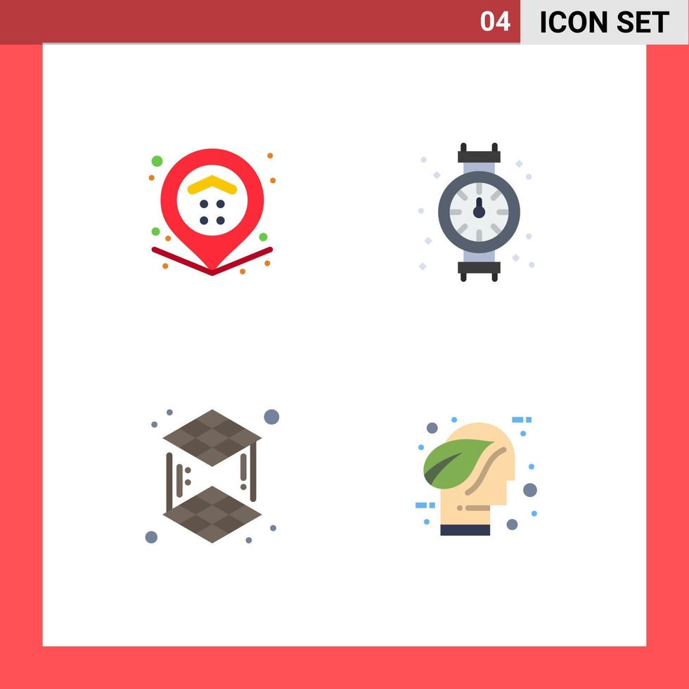 Modern Set of 4 Flat Icons and symbols such as location printing estate plumber eco Editable Vector Design Elements