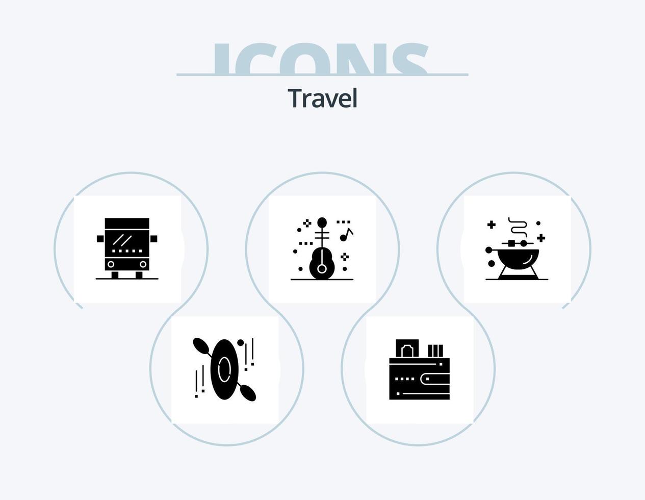 paquete de iconos de glifos de viaje 5 diseño de iconos. . alimento. regular. barbacoa viajar vector
