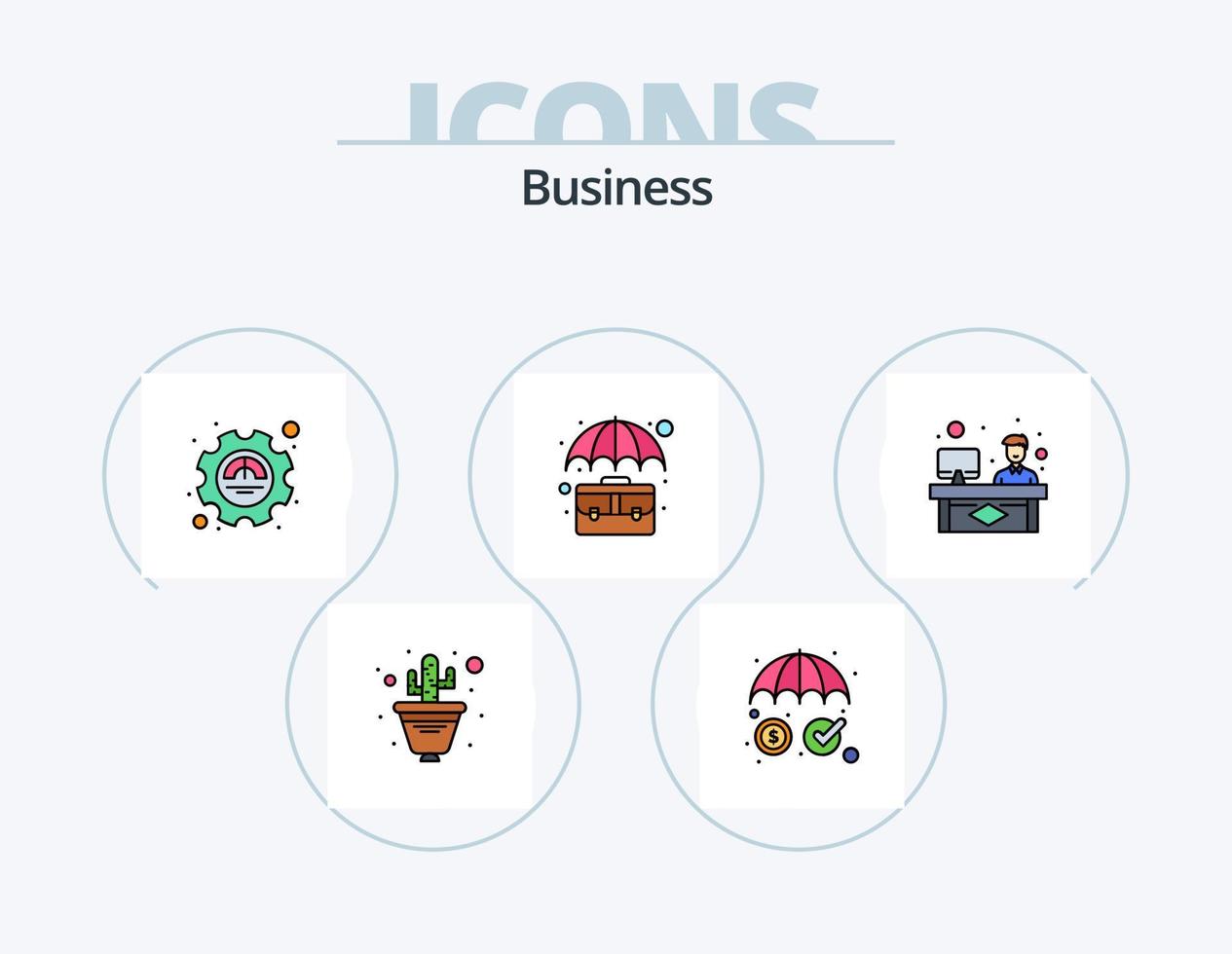 paquete de iconos llenos de línea de negocio 5 diseño de iconos. caso. bolso. cactus. seminario. conferencia vector