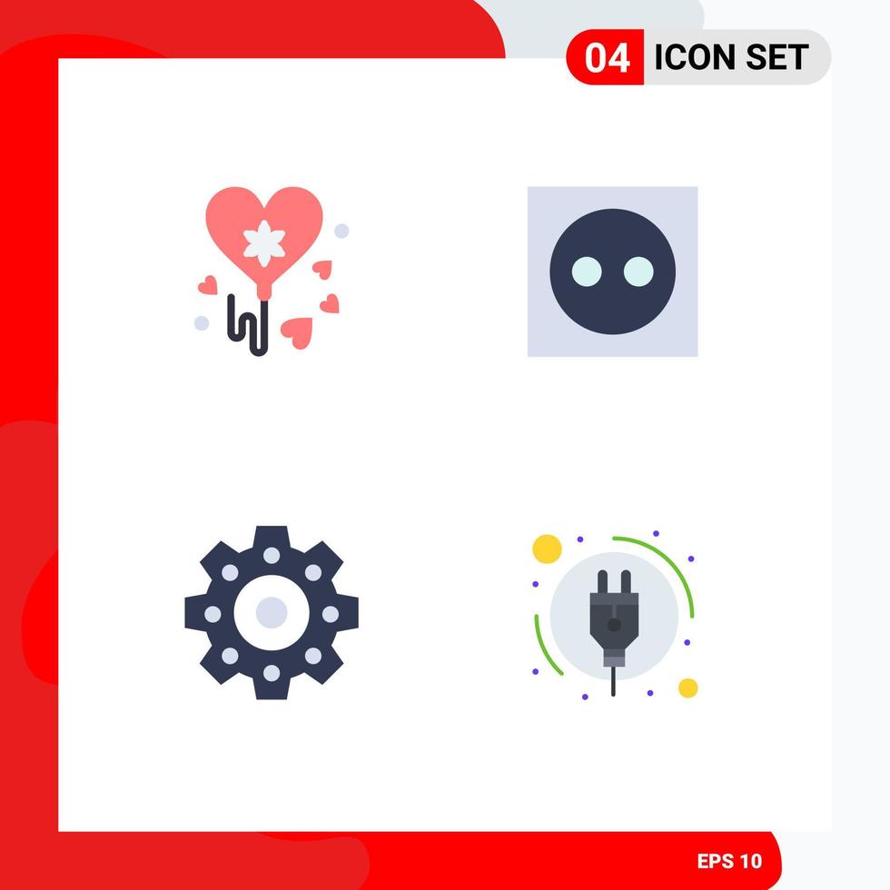 Pictogram Set of 4 Simple Flat Icons of balloon gears apartment light plug Editable Vector Design Elements