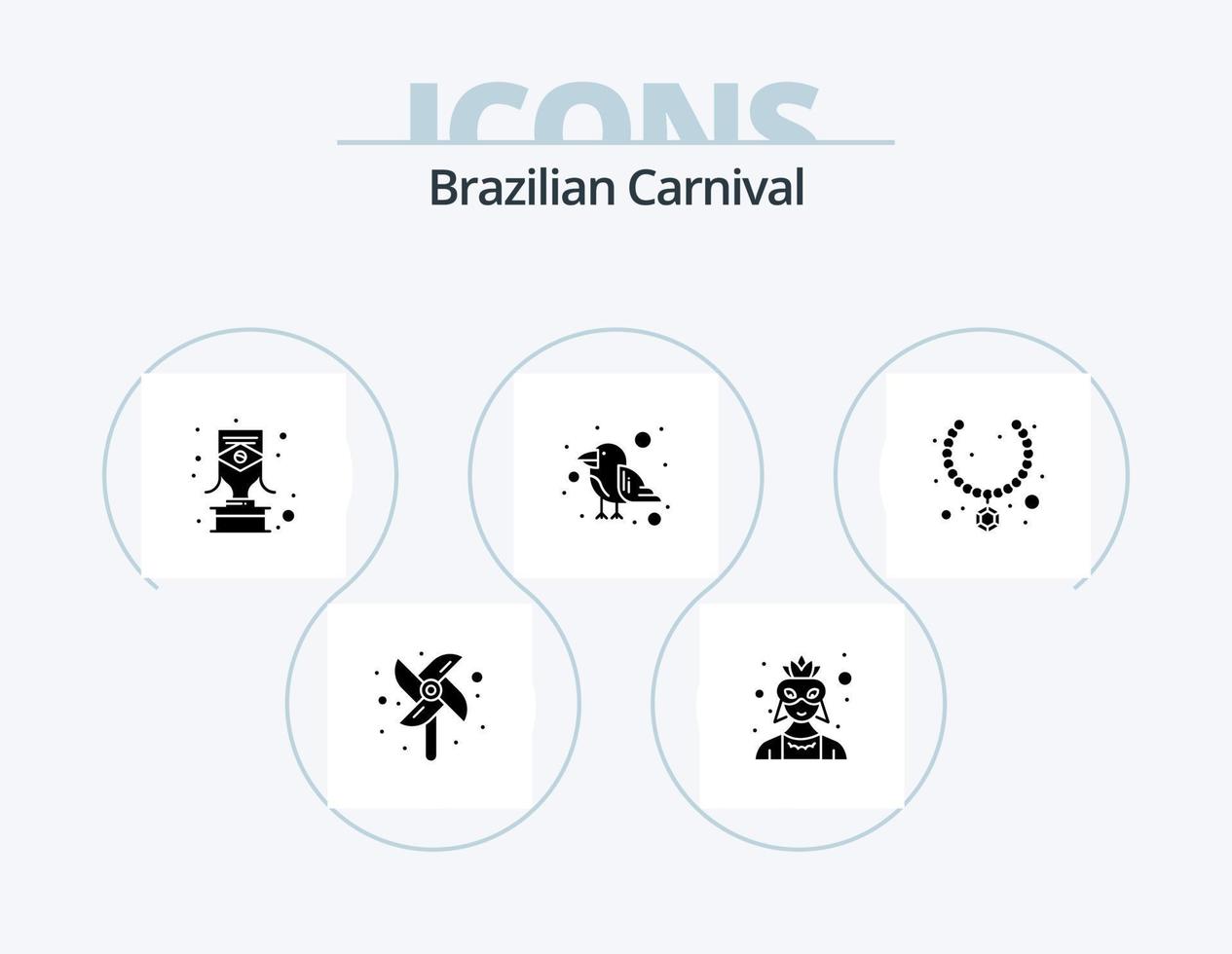 Brazilian Carnival Glyph Icon Pack 5 Icon Design. present. jewel. carnival. wild. parrot vector
