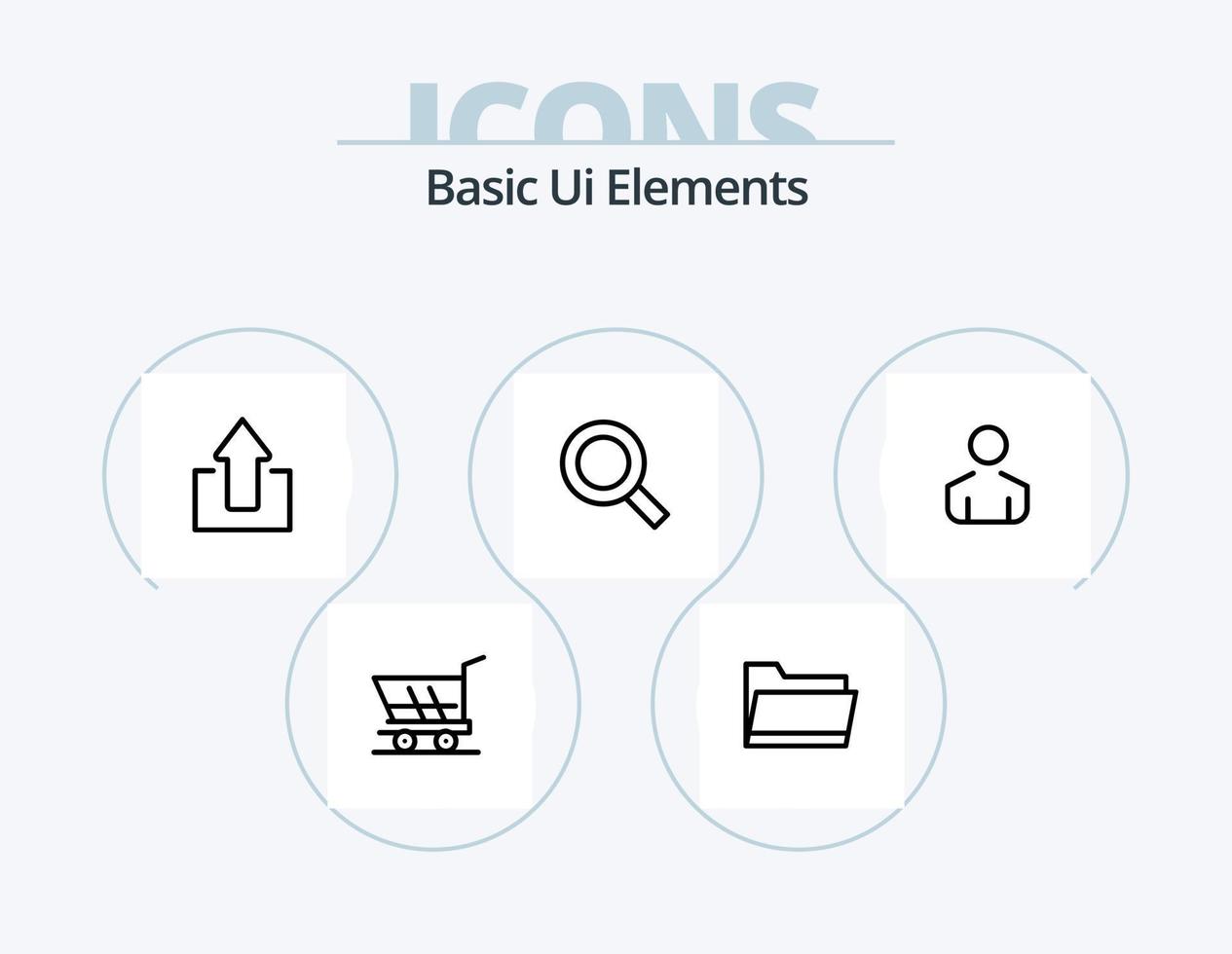 Basic Ui Elements Line Icon Pack 5 Icon Design. text. ticket. magnifier. label. price vector