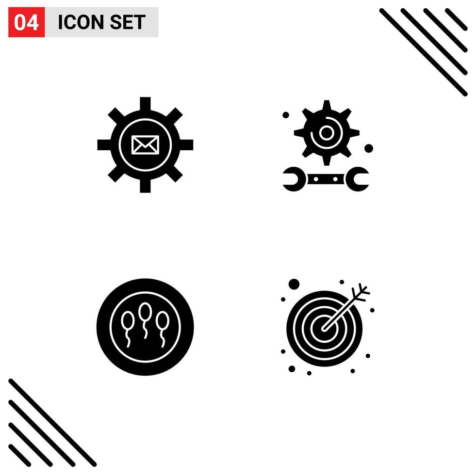4 Creative Icons Modern Signs and Symbols of setting sperms mail education science Editable Vector Design Elements
