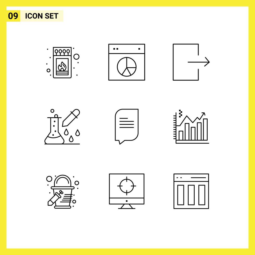 9 Universal Outlines Set for Web and Mobile Applications chat pipette dropper ui microbiology chemical test Editable Vector Design Elements