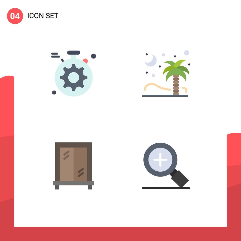 Modern Set of 4 Flat Icons and symbols such as server window palm islamic plus Editable Vector Design Elements