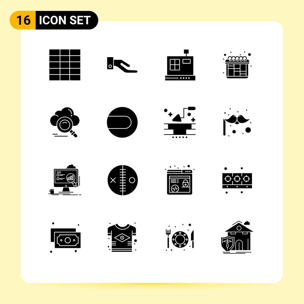 16 Thematic Vector Solid Glyphs and Editable Symbols of match access iteration online search Editable Vector Design Elements