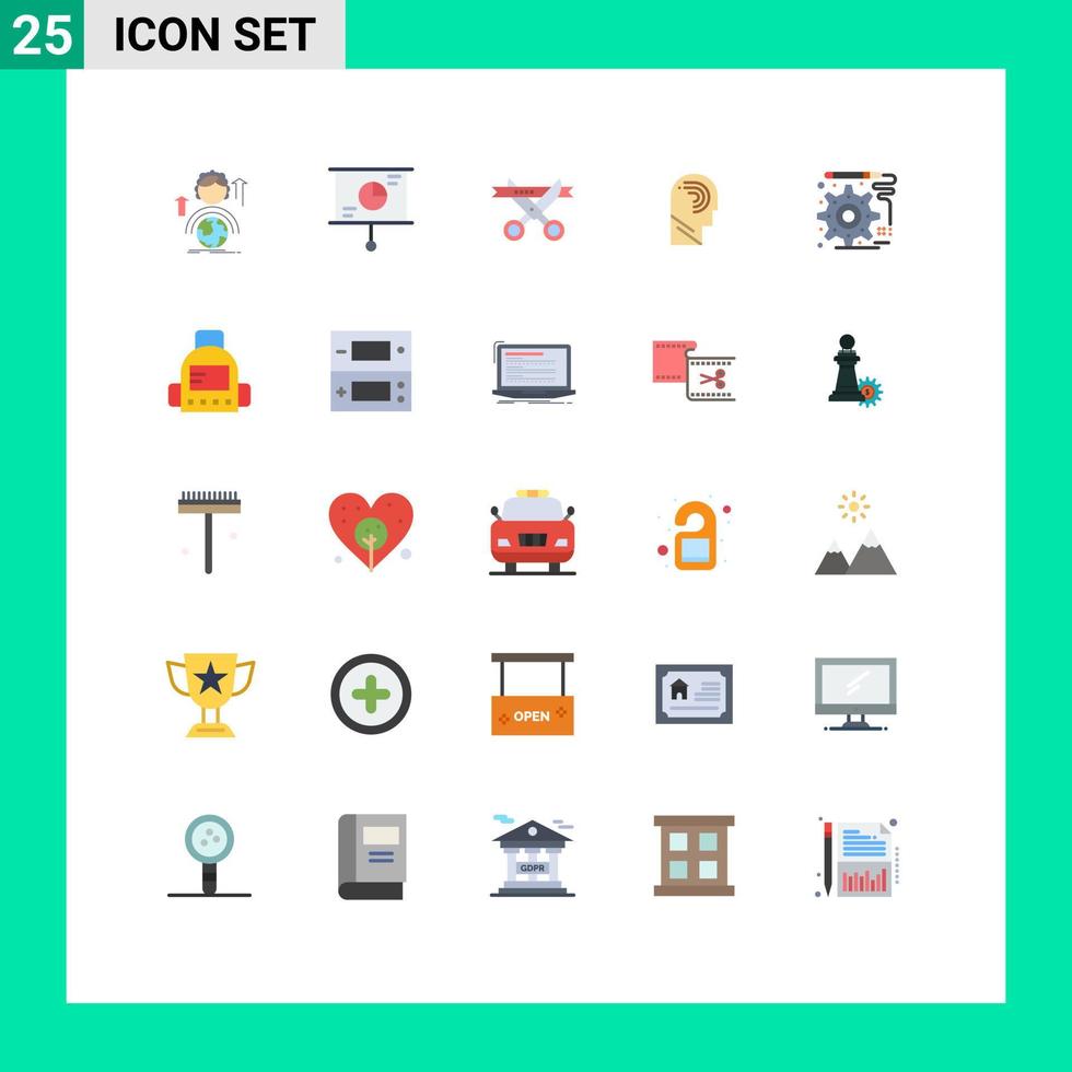 Group of 25 Modern Flat Colors Set for switch manipulate teamwork human opening Editable Vector Design Elements