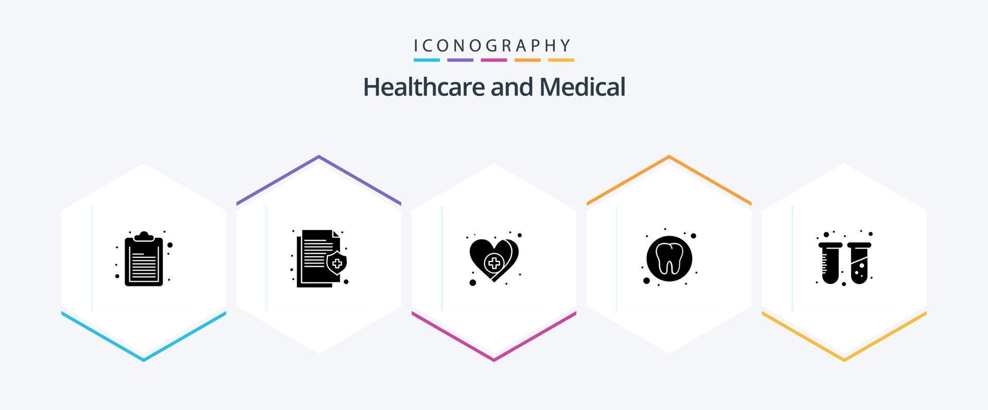 Medical 25 Glyph icon pack including test. tooth. heart. medical. dental vector