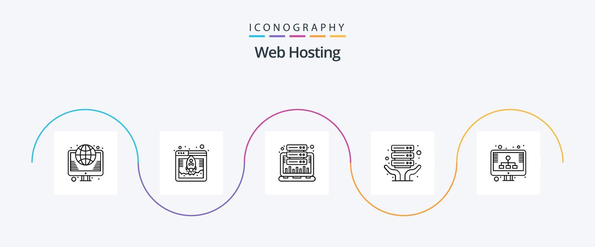 Web Hosting Line 5 Icon Pack Including diagram. server hosting. web hosting. internet hosting. statistic vector