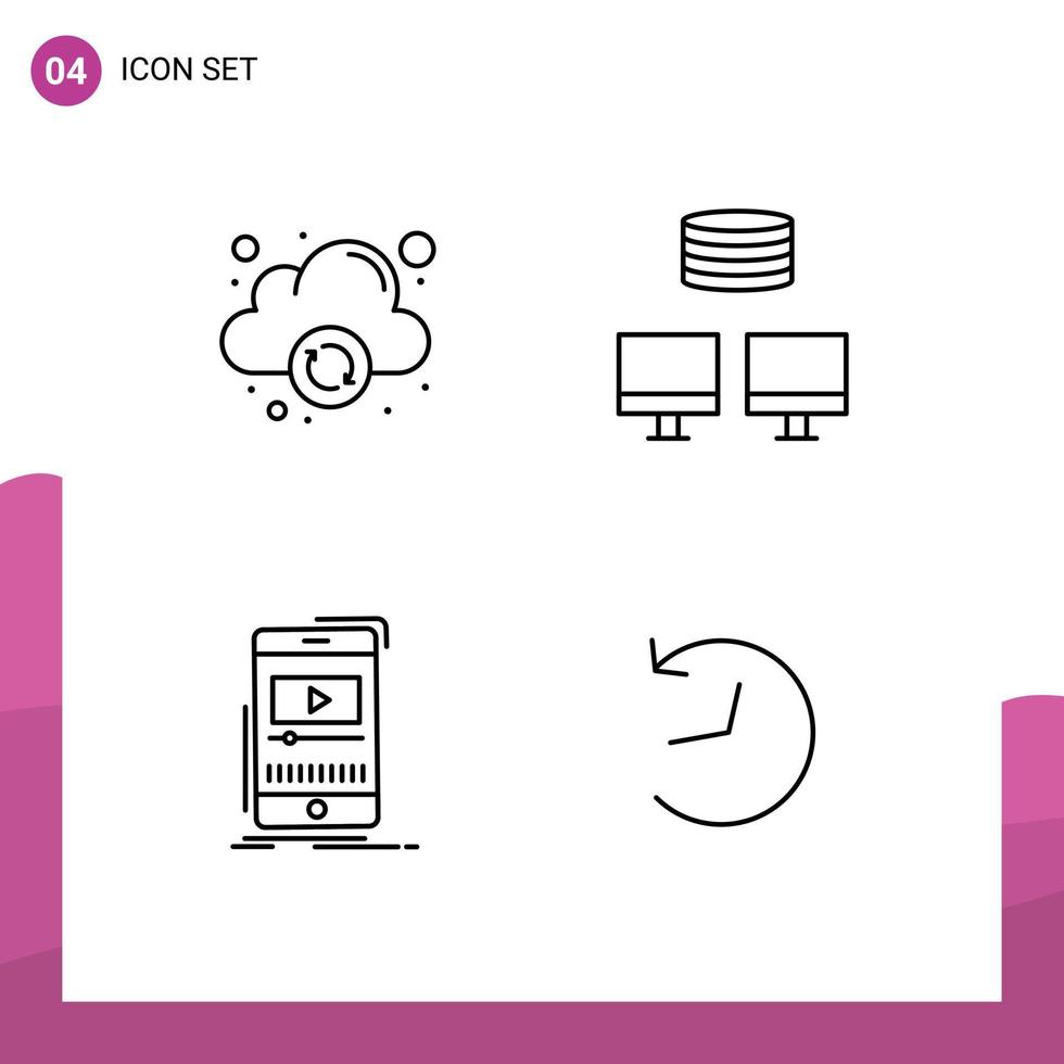 paquete de iconos de vector de stock de 4 signos y símbolos de línea para medios de copia de seguridad de video en la nube elementos de diseño de vector editables de twitter