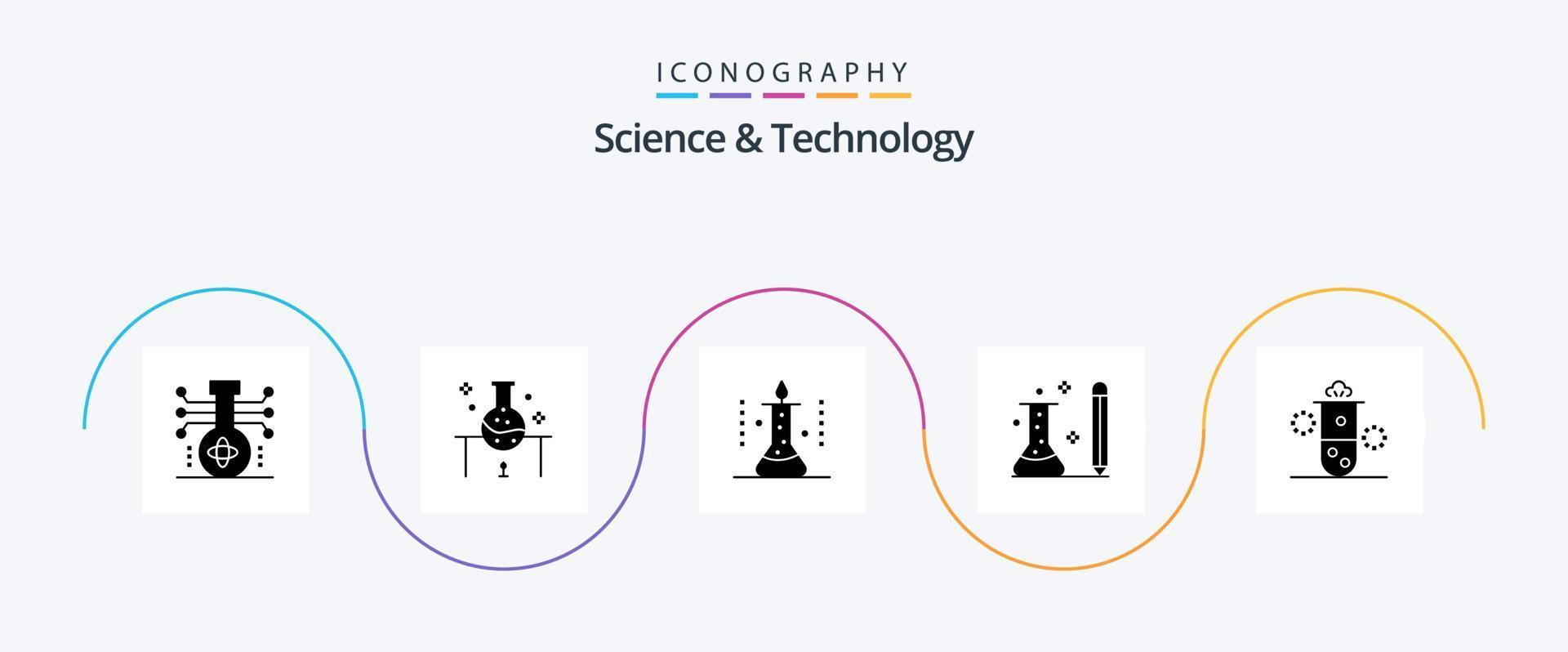 Science And Technology Glyph 5 Icon Pack Including radioactivity. nuclear radiation. science experiment. science. knowledge vector